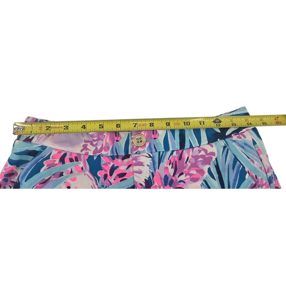 Lilly Pulitzer Women's Blue Pink Floral Scalloped Hem Shorts Size 00